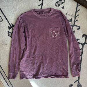 Ivory Ella | Size M | Long Sleeve Pocket Tee with Elephant Graphic | Mauve